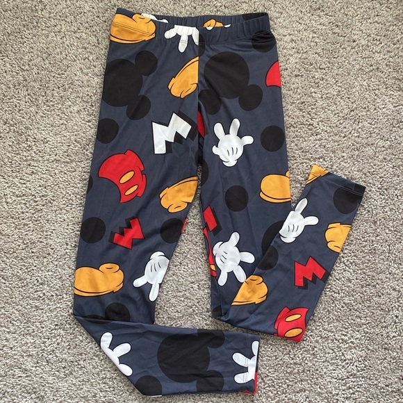 Disney Mickey Mouse Shook Body Parts Vintage Print Black Leggings XS NWT - Picture 2 of 6